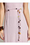 Pink Square Neck Midi Dress with Beaded Tie-Waist - 4