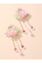 Pack of 2 - Pink Floral Tassel Hair Clips - 4