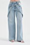 Women's Palazzo Jeans with Folded Front Detail Design