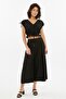 Women's V-Neck Suit with Shoulder and Waist Tie Detail
