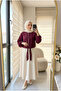 Women's Modal Fabric Hijab Blouse with Tie-Front Detail - 2
