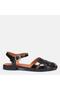 Large Size Women's Genuine Leather Sandals 41-42-43-44-Black Patent Leather - 8
