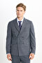 Men's Dark Gray Slim Fit Slim Fit Swallow Collar Checkered Flexible Suit with Flap Pockets