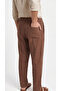 Men's Brown Comfortable Fit Linen Muslin Trousers Lightweight Casual Thin Fabric with Back Pockets - 8