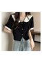 Vintage Knitwear Women's T-Shirt with Baby Collar Detail - 2