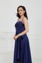 Degaje Collar Satin Midi Dress - Dark Blue - 2