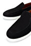 Men's Genuine Leather Black Nubuck Loafers - 4