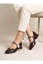 Women's Brown Thick Heel Comfortable Fit Heeled Ballerina Shoes - 2