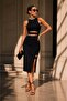 Imported Atlas Fabric Lined Midi Length Low-Cut Dress