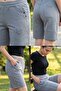 Women's Gray Button Model Pocketed Bel Elastic Drawstring Combed Cotton Comfortable Above Knee Shorts 26Ksrth333 - 4
