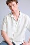 100% Cotton Premium Boxy Fit Apaş Collar Striped Short Sleeve Shirt G4153Ax26Sm - 4