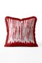 Vertical Striped Fringed Throw Pillow Cover - White Pillowcase with Red Tassels - 2
