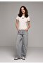 Slim Fit Round Neck Embroidered Women's Ecru Short Sleeve T-Shirt - 3
