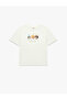 Cat Printed Short Sleeve Crew Neck Cotton T-Shirt