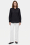 Embroidered Cotton Shirt with Folded Sleeve Detail - Black