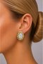 Amélie Women's Yellow Steel Earrings Oval Mother-Of-Pearl Look Vintage Studs