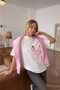 Women's Oversize T-Shirt Pink Kitty Club Printed White – Crew Neck, Comfortable Fit, 100% Cotton - 4