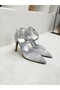 420 Women's Stoned Tulle Detailed Ankle-Tied Thin Heeled Semi-Open Evening Dress Stiletto - 2