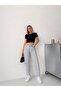 Gray Snow High Waist Stone-Embellished Cropped Mom Jeans - 3