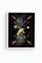 White Wooden Framed Abstract Hand Patterned Painting - Gold Color |   Huhu1609
