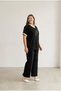 Women's Plus Size Short Sleeve Embroidered Floral Detailed Wide Leg Sweatpants Set 8264-26 - 2