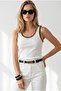 Women's White Garnished Ribbed Cotton Blouse Blz-19003367 - 2