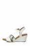 Women's Sandals - White Silver Wedge Heeled Sandals - 4