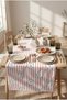 Lunara-R Red Striped Vintage Floral Table Runner Red-White 50X145 - 2