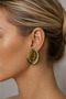 Amélie Vintage Oval Steel Stud Earrings - Yellow Gold Retro Design