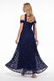 Women's Navy Blue Boat Neck Underwire Long Lace Evening Dress - 6