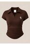 4-Piece Vintage Polo Collar Ribbed Lycra Blouse - 3