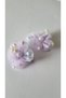 Set of 2 Pastel Yellow Tulle Flower Children's Hair Clips - Girls' Clip-On Hair Clips with Pearls and Colorful Pom-Poms - 2