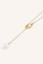 Women's Gold Color Pearl Chain Steel Necklace H2707Axns - 2