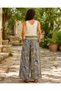 Khaki Color Blue-White Vintage Floral Patterned Italian Linen Trousers with Belt Detail - 3