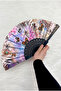 Butterfly Patterned Mixed Color Bridal Bridesmaid Fans, Bride Bachelorette Party Henna Gift, 6 Pieces - 3