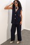 Women's Vest and Pants Two-Piece Set - Navy Blue 1406 - 4