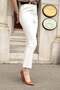 Women's High Waist Ankle-Length Belted Lightweight Lycra Fabric Pants with Side Pockets (Belt Included)-Cream - 3