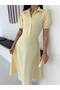 Women's Balloon Sleeve Belted Flared Midi Dress