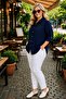 Plus Size Oversize Premium Stone Printed Linen Women's Shirt - Relaxed Fit - 2