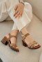 Alto Genuine Suede Leather Platform Heeled Shoes Tan