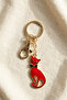 Stylish Enamel Craftsmanship Keychain with Red Bowtie and Cat Figure