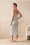 Women's Slim Fit Strappy Ecru, Blue Striped Cotton Ribbed Midi Dress Silvia - 5