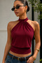Lace-Up Stretchy Crop Top Blouse - 3