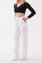 Women's White High Waist Loose Fit Linen Blend Palazzo Pants - 4