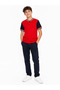Children's Cotton Soft Textured High Collar Red Back Navy Blue School Tshirt - 3