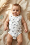Baby Mariner Series Anchor and Sailboat Patterned 100% Cotton Sleeveless Bodysuit - Cream - 5