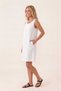 White 100% Cotton Muslin Fabric Pocketed Knee-Length Women's Dress |   Sweat-Proof Comfortable Cut Sleeveless Tiril Tiril Summer Vacation Dress - 4