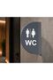 Toilet, Female, Male, Double Sided - Side Mounted Directional Sign 18X30Cm Anthracite Gray Plexiglass