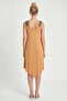 Ethnic Patterned Asymmetrical Viscose Dress Lrn0047 Biscuit - 6