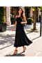 Women's Wrinkle-Free Crinkle Fabric Shoulder-Tie Below-Knee Dress - 3